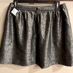 HALOGEN Nordstrom women’s fuller mini skirt in metallic charcoal silver material